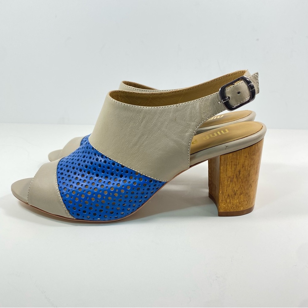 Anthropologie Nina Payne 8.5 9 Slingback Sandal Lina Heels Blue Leather EU 39 - Picture 3 of 11